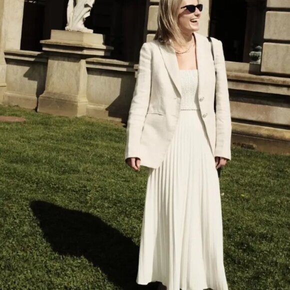 VERONICA BEARD Mathi Glen Plaid Dickey Jacket Oatmeal Beige Button Blazer 8 - Picture 4 of 15